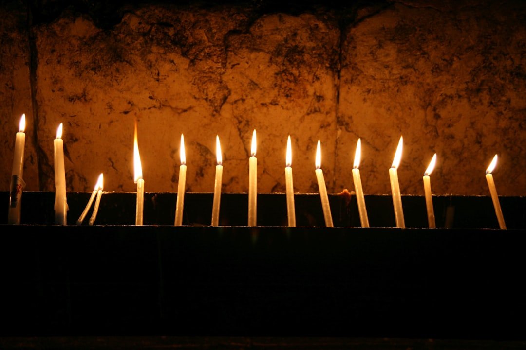 candles on black metal candle holder