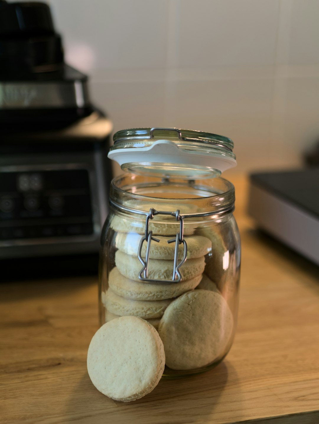 Freshly baked cookies in a jar.