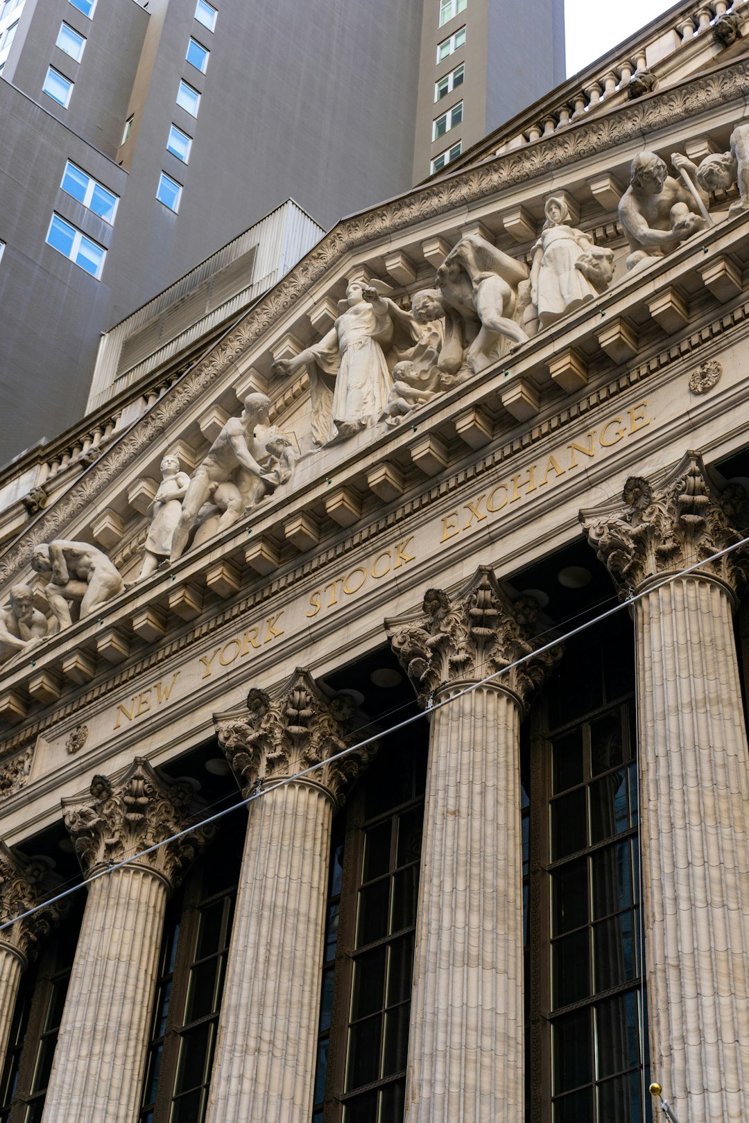New york stock exchange building facade with columns