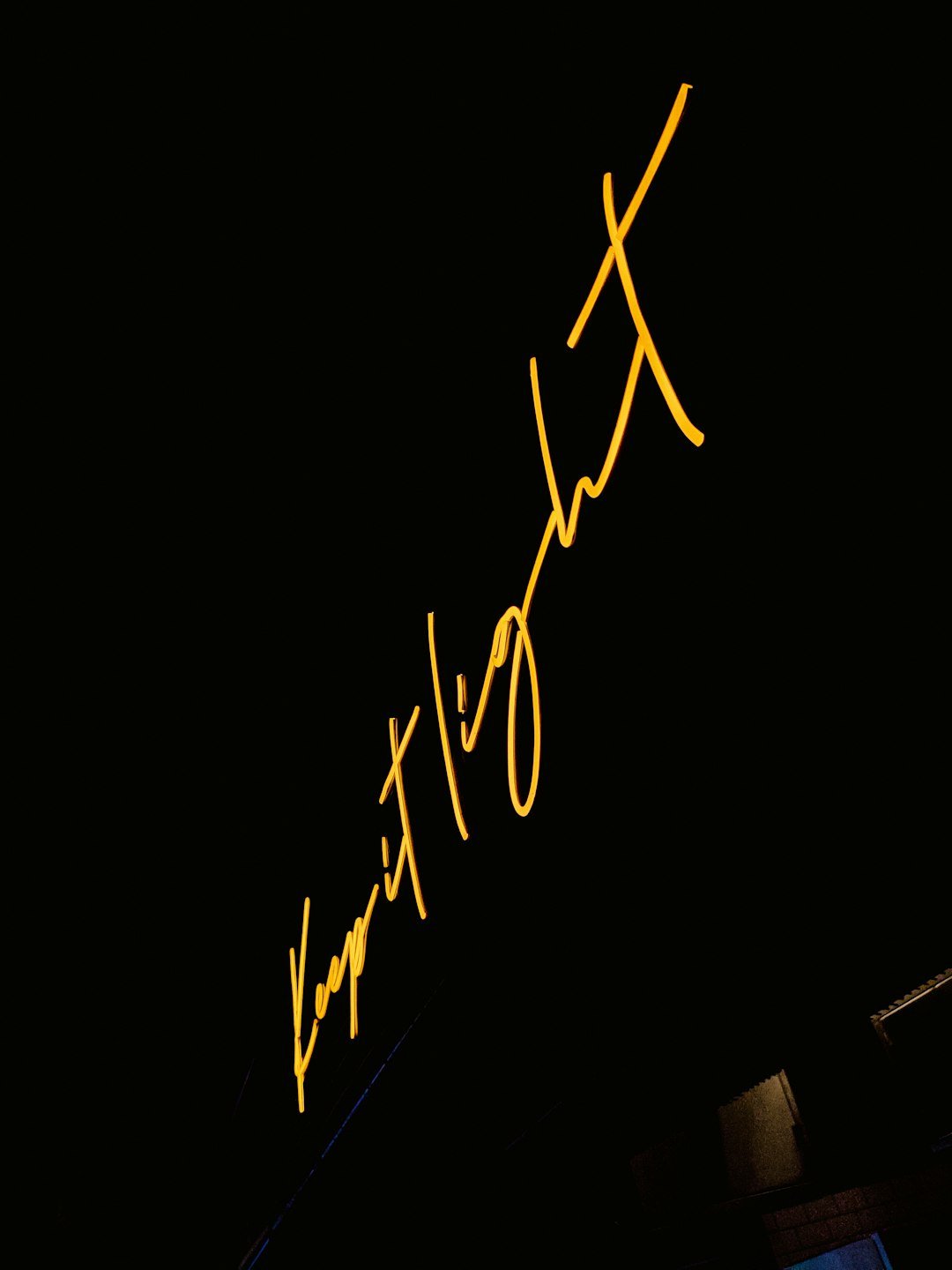 a close up of a neon sign on a building