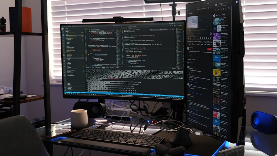 a computer monitor sitting on top of a desk
